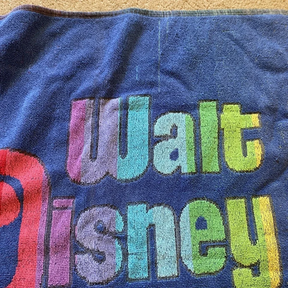 Vintage 80's Walt Disney Beach Towel Rainbow Castle Cotton 50